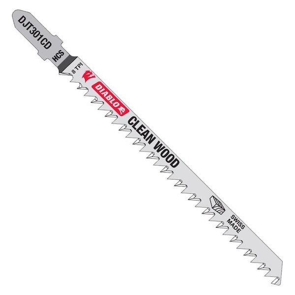 Diablo 4-5/8 in. High Carbon Steel T-Shank Cleamn Wood Jig Saw Blade 8 TPI 5 pk DJT301CD5 - main